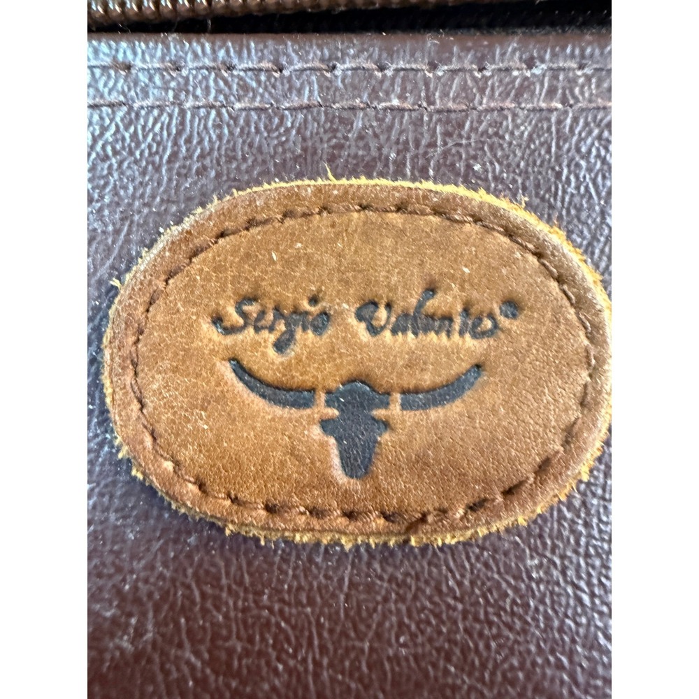 Vintage Sergio Valente Dopp Kit Travel Toiletry Bag Brown Leather Vinyl 80s - Picture 2 of 9